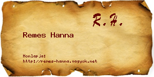 Remes Hanna névjegykártya
